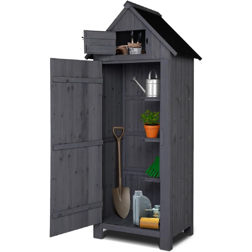 Gardening Tools Wooden - Houten berging voor buiten, tuinhuisje, gereedschapskast