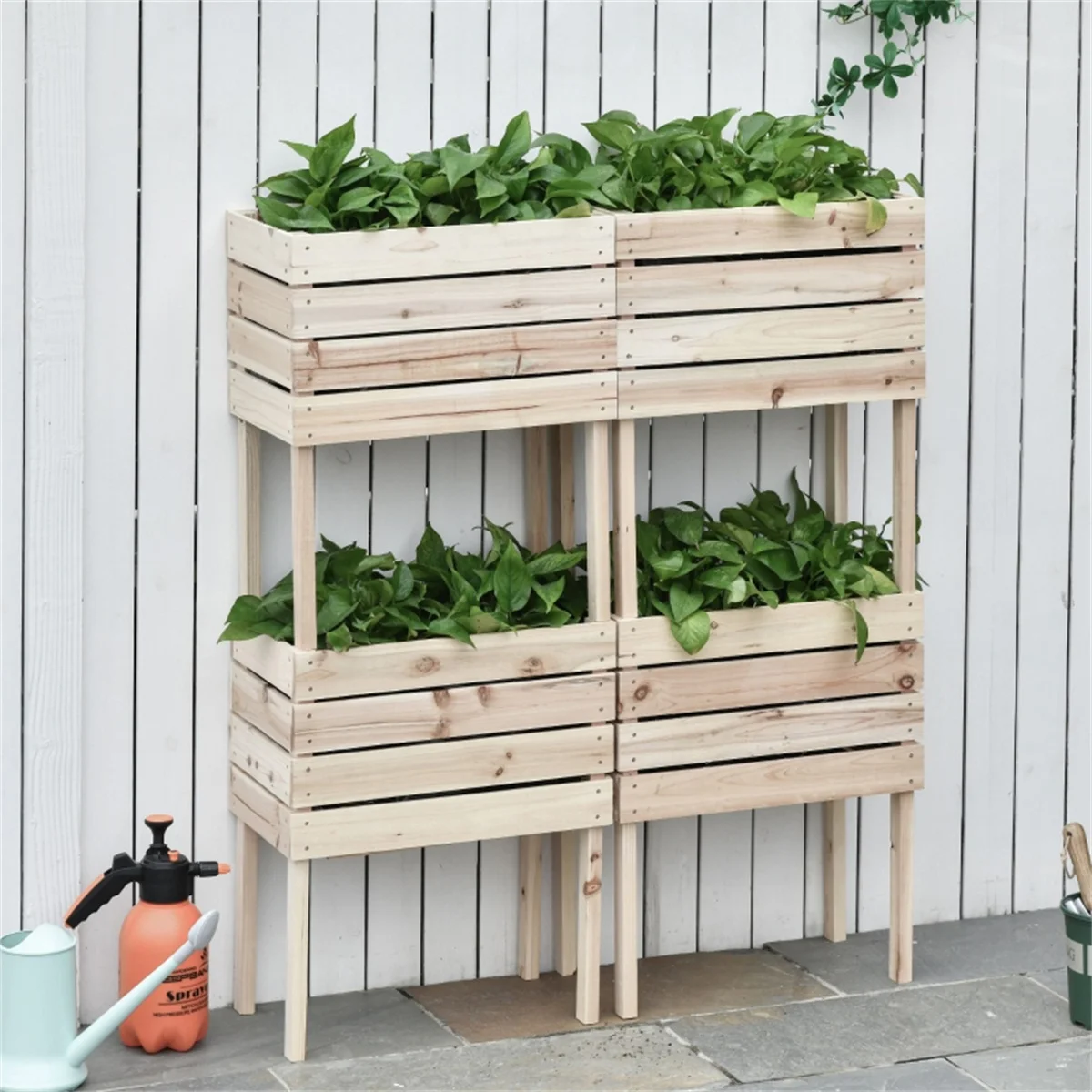 Raised Bed Planter Box - 4 Stuks Outdoor Houten Verhoogde Plantenbak
