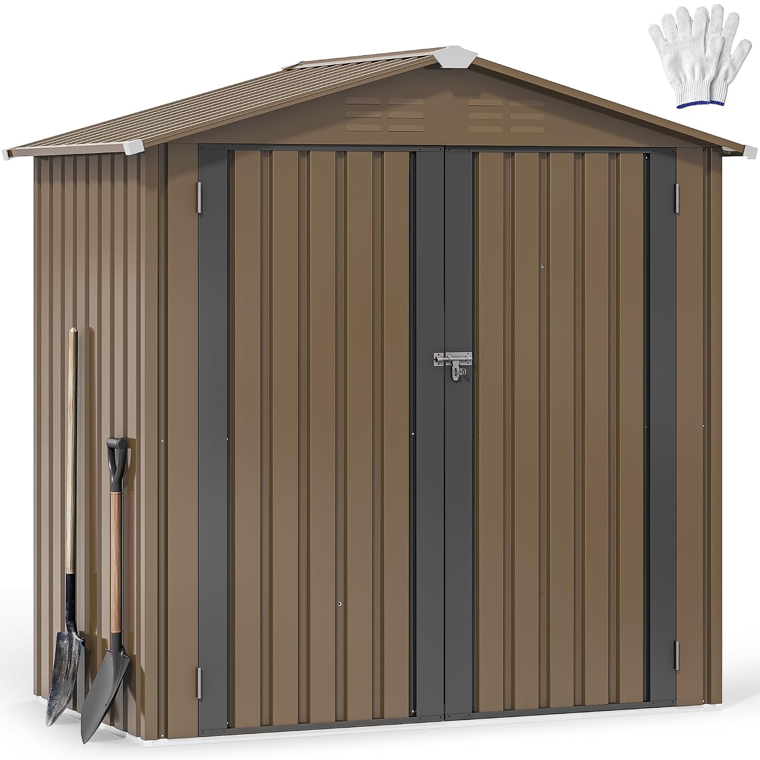 Gardening Tools Set - 6x4ft Metalen Buitenberging, Waterdichte Gereedschapsschuur, Robuuste