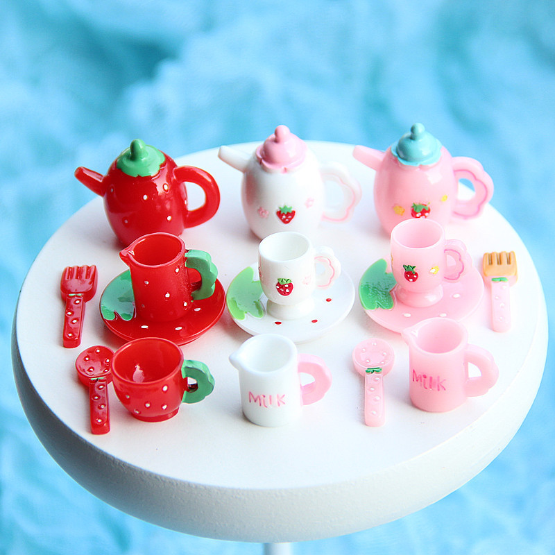 Gardening Tools Gift Set - Roze theeservies miniatuur beeldje kopje bord