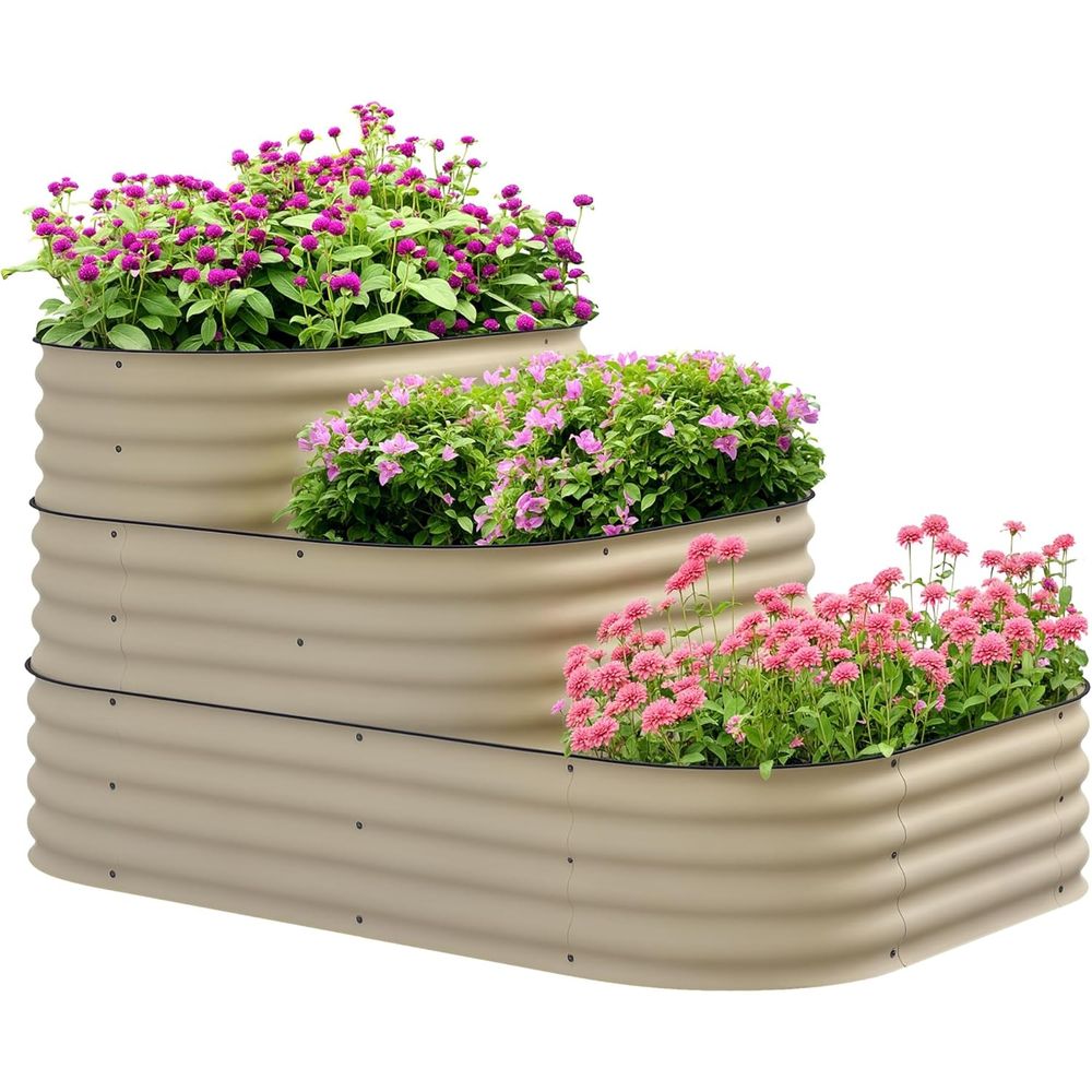 Raised Bed Planter Box - 3-laags stalen verhoogde plantenbak, 62,25 x