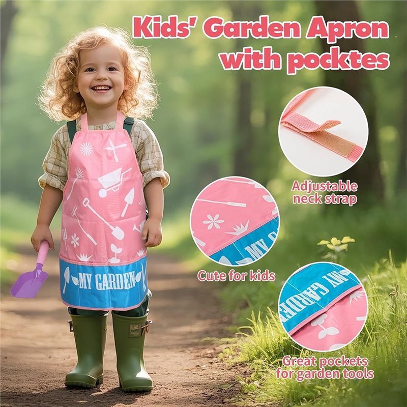 Gardening Tools Kit For Kids - Superior-Kids roze tuingereedschapset met metalen hark,