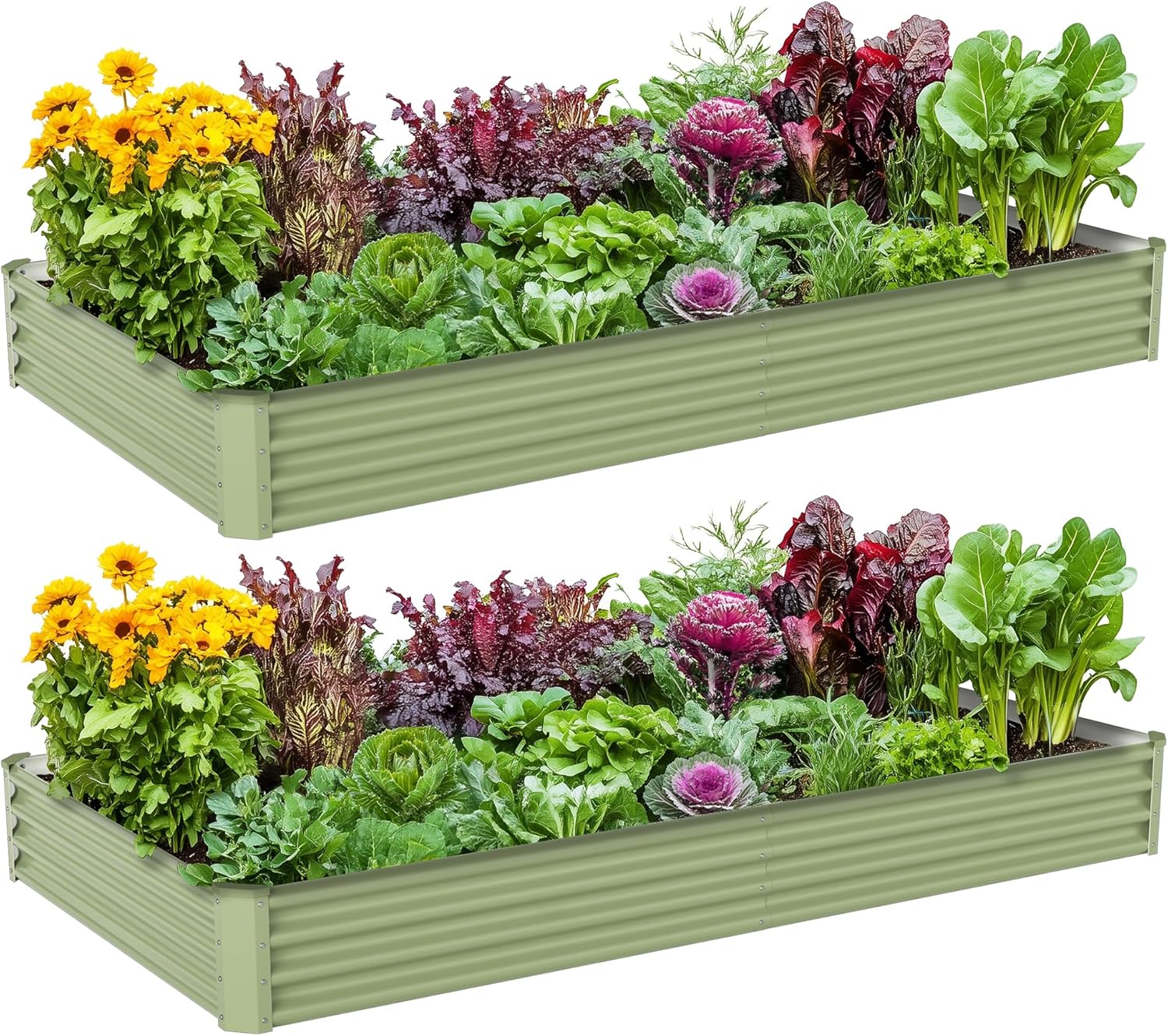Raised Bed Planter Box - Buitenmoestuin metalen verhoogde bak, gegalvaniseerd staal,