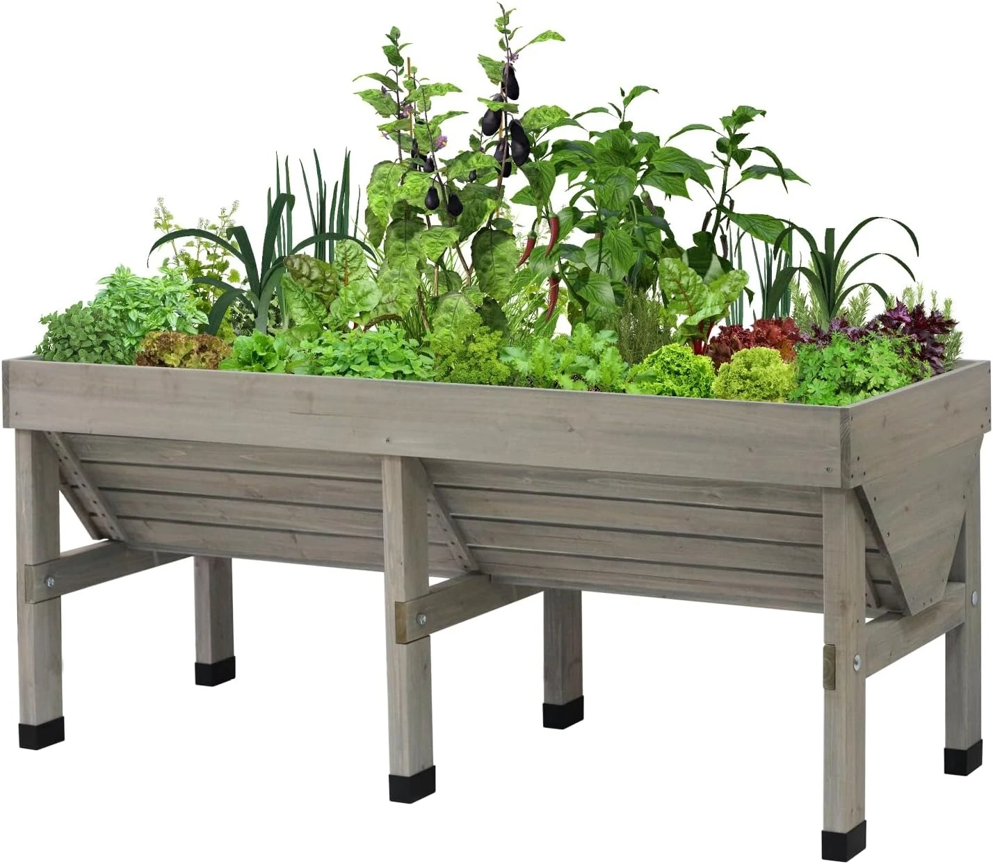 Raised Bed Planter Box - Klassieke middelgrote V-vormige houten verhoogde plantenbak,