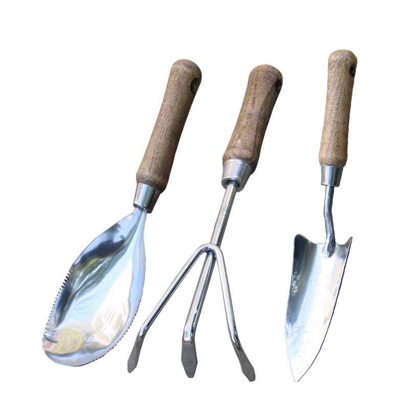 Gardening Tools Wooden - 8-delige roestvrijstalen tuingereedschapset met houten handvat,