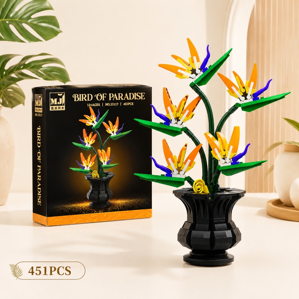 Gardening Tools Kids Set - Bonsai bouwstenenset, 451-delige Paradijsvogel gedetailleerd bloemenboeket,