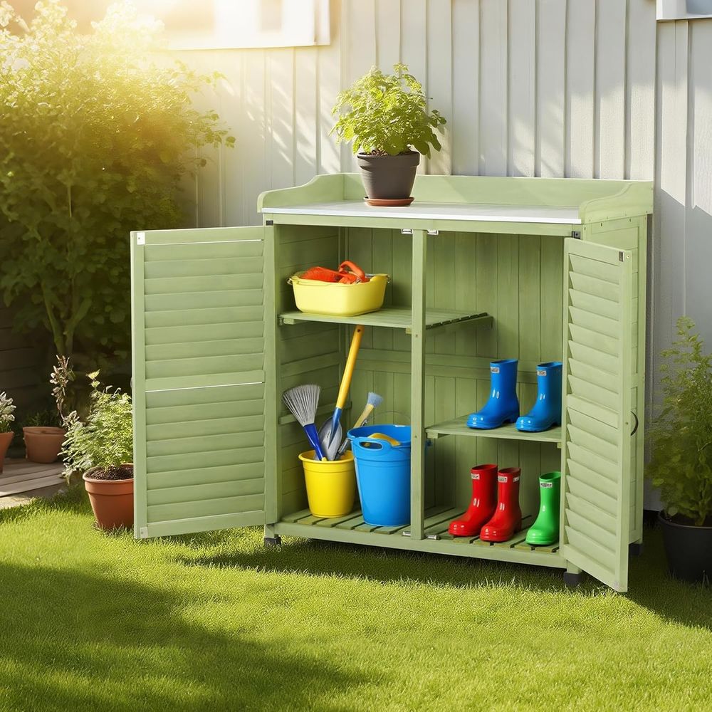 Buitenpotplantenbank met metal - Gardening Tools Wooden recensie en prijs