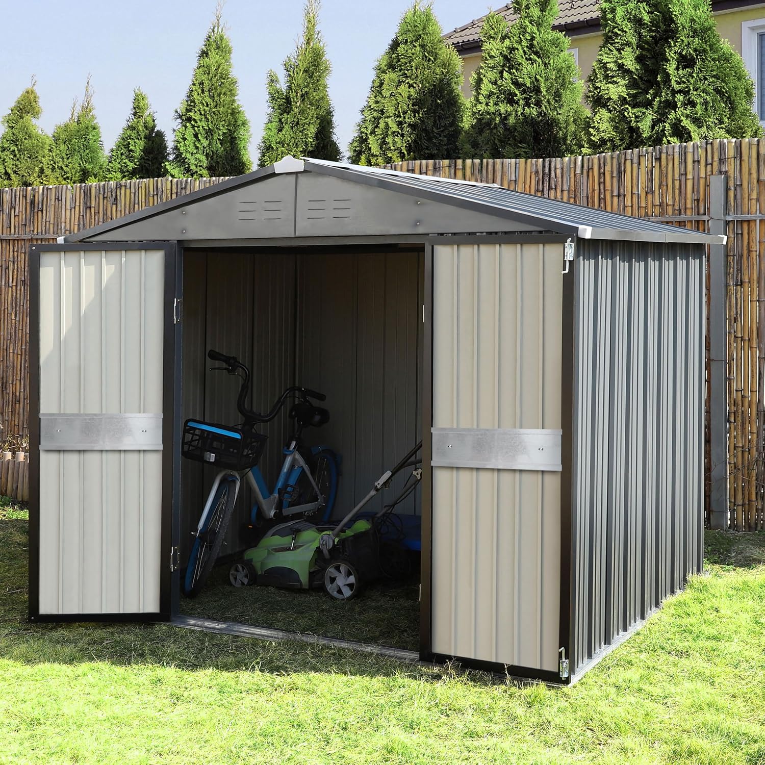10' x 10' Buitenberging met du - Gardening Tools Set recensie en prijs