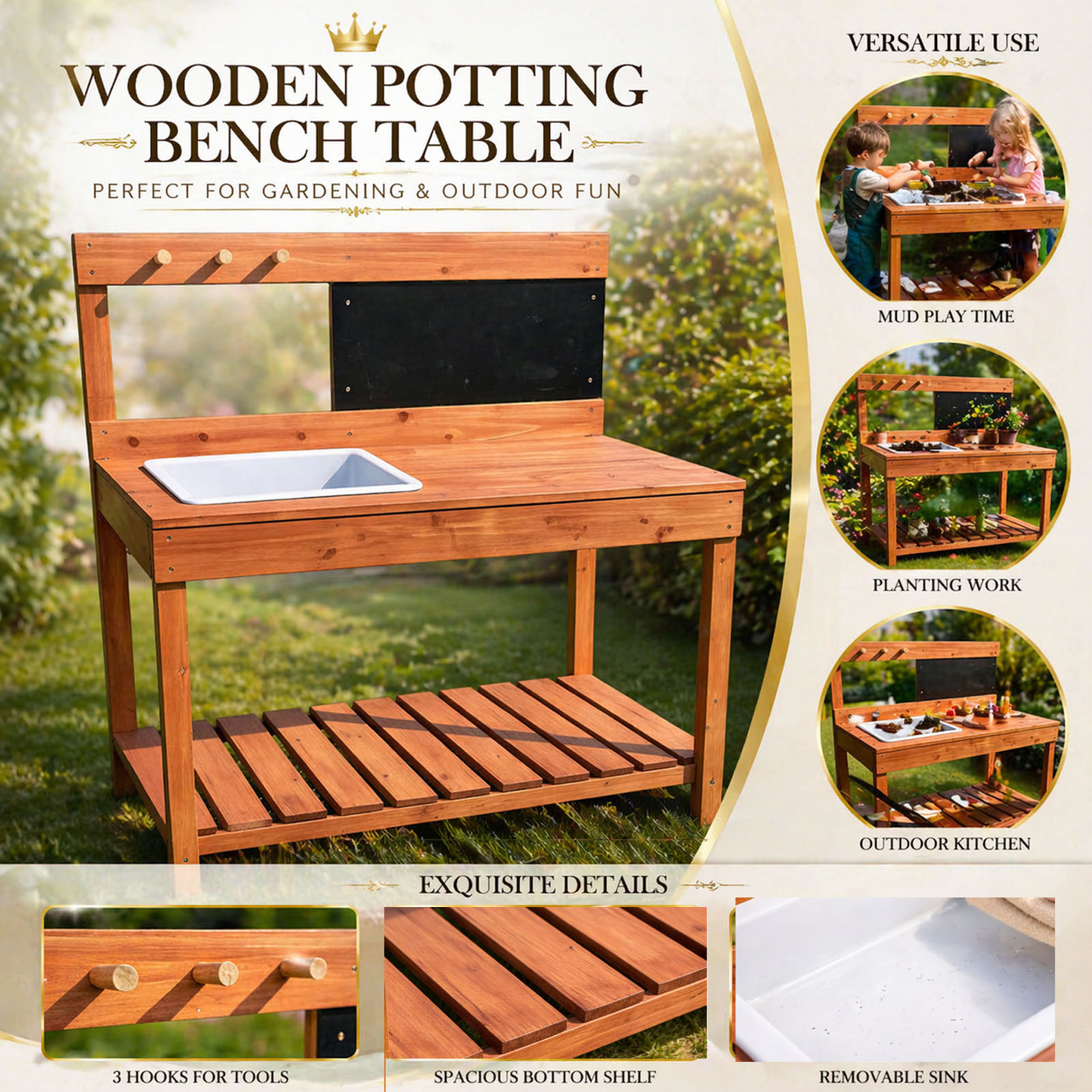 Houten plantentafels voor kind - Gardening Tools Wooden recensie en prijs