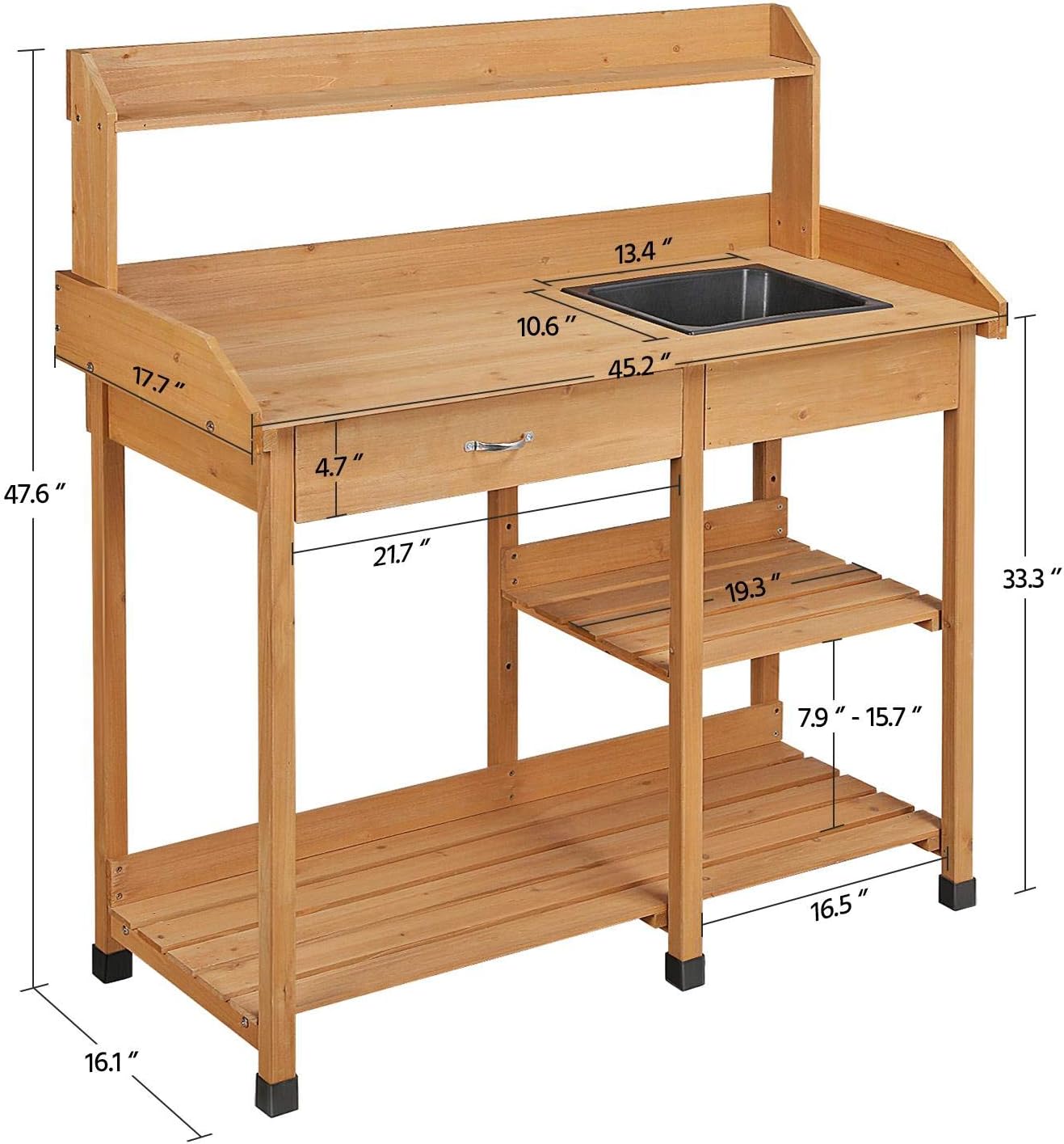 Pottingbank met gootsteen & la - Gardening Tools Wooden recensie en prijs