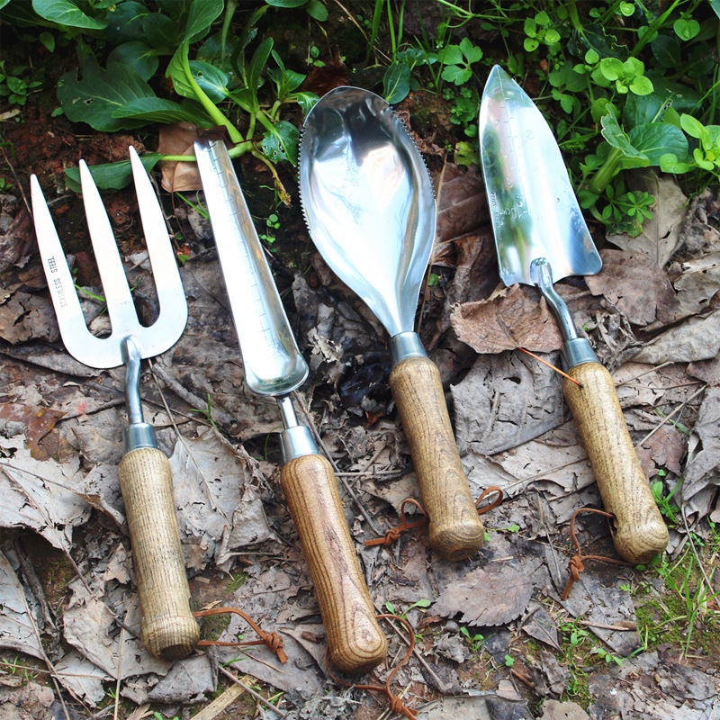 8-delige roestvrijstalen tuing - Gardening Tools Wooden recensie en prijs